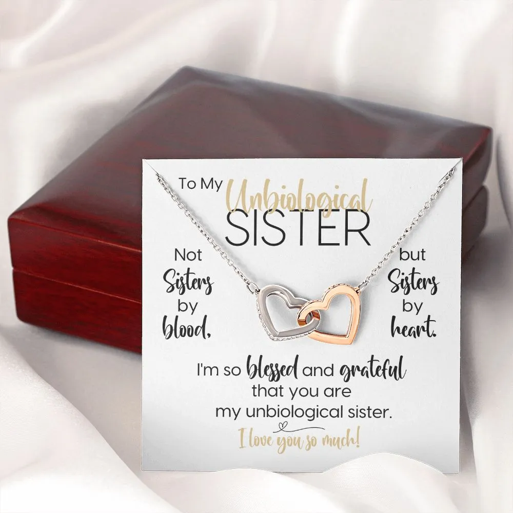 To My Unbiological Sister | Blessed & Grateful | Interlocking Hearts Necklace