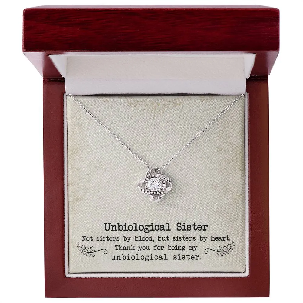 To My Unbiological Sister, Sister By Heart - Love knot Necklace