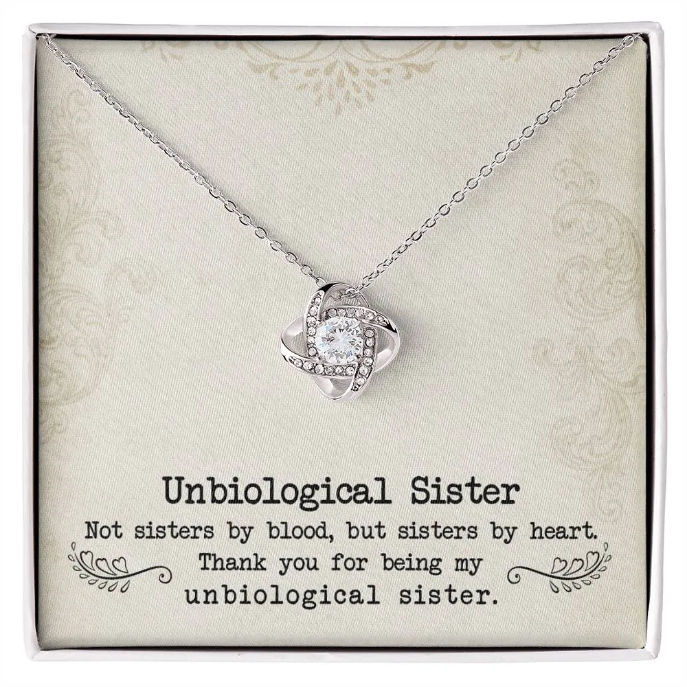 To My Unbiological Sister, Sister By Heart - Love knot Necklace