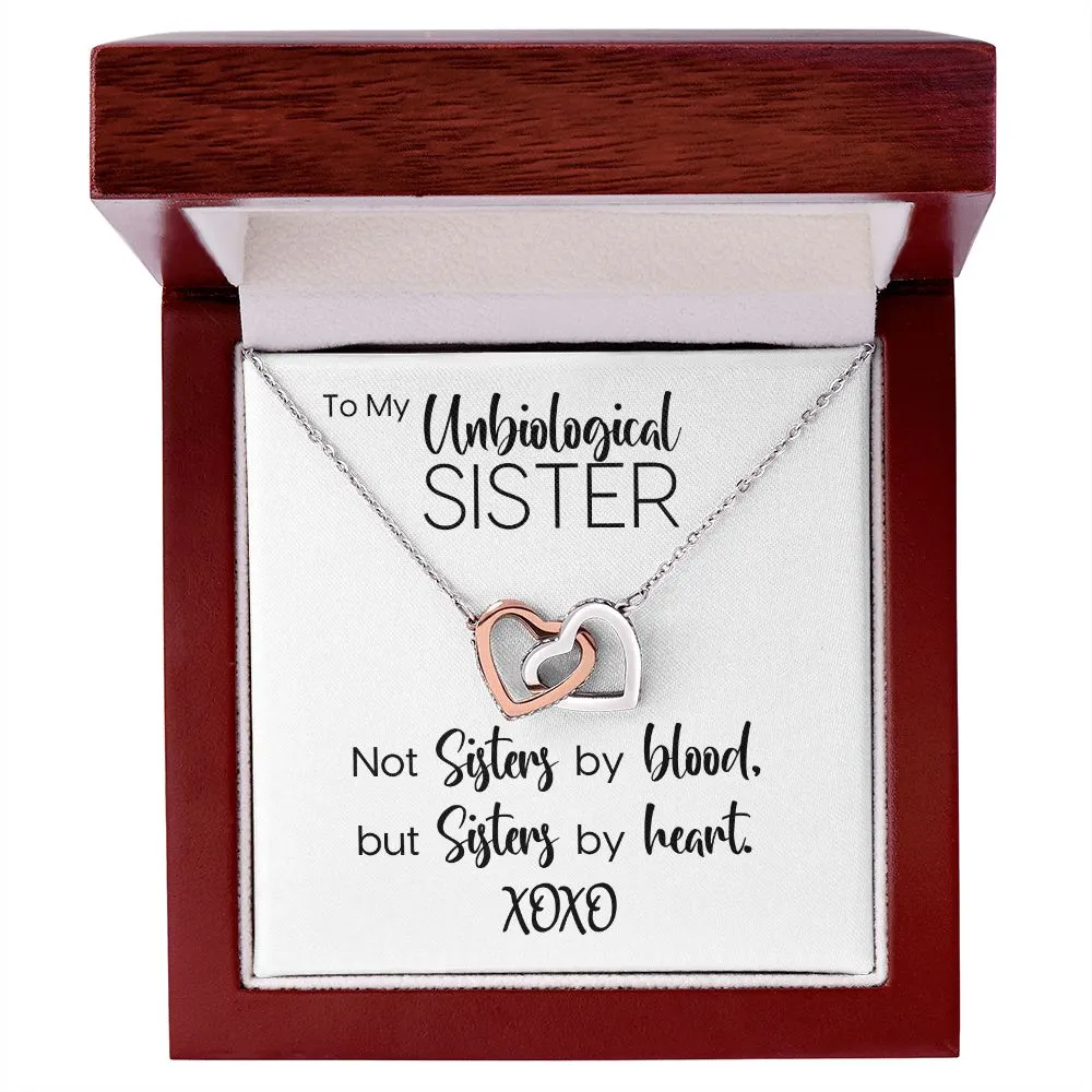 To My Unbiological Sister | Sisters By Heart | Interlocking Hearts Necklace
