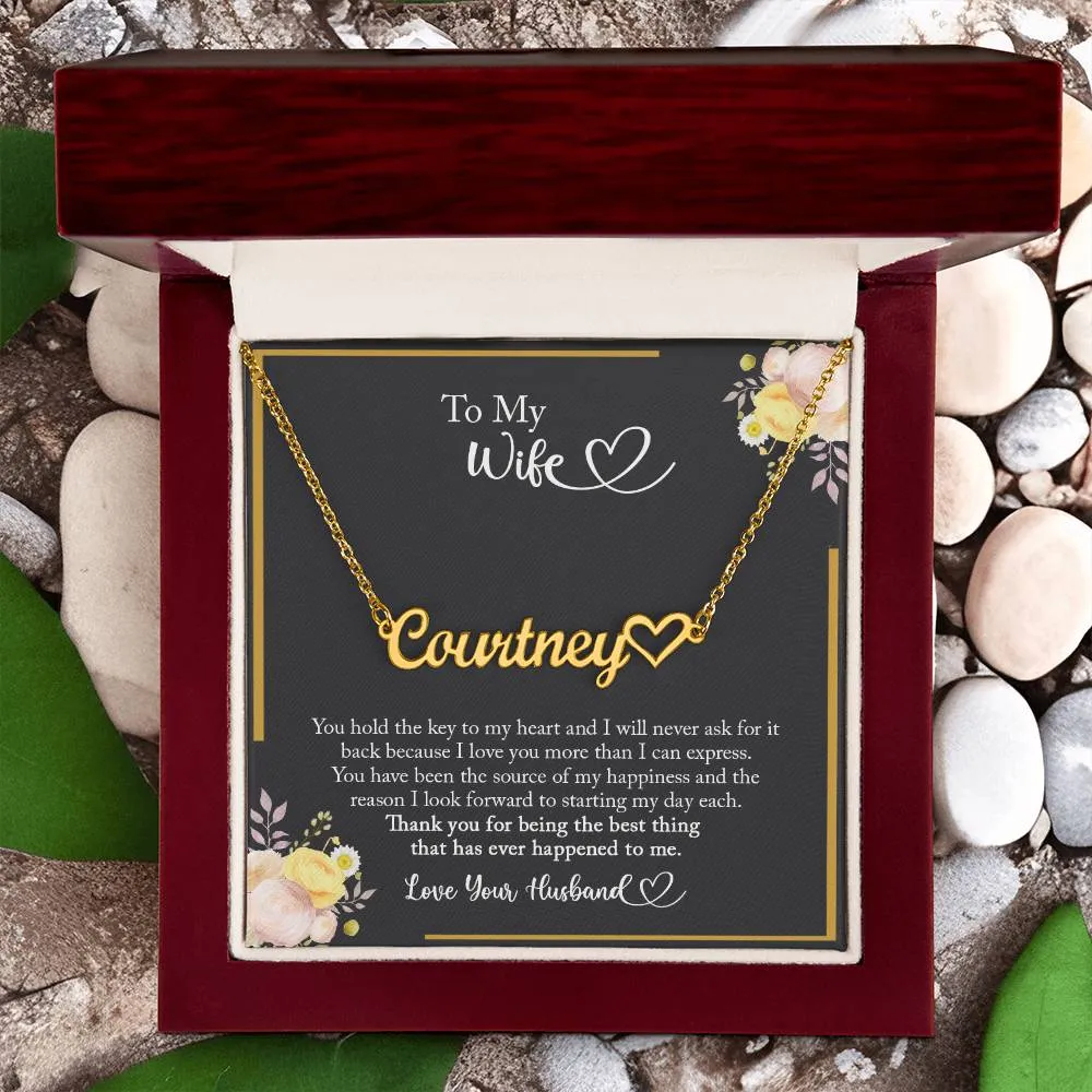 To My Wife Heart Name Necklace, Wife Necklace, Anniversary Gift for Wife, Wife Birthday Gift