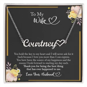 To My Wife Heart Name Necklace, Wife Necklace, Anniversary Gift for Wife, Wife Birthday Gift