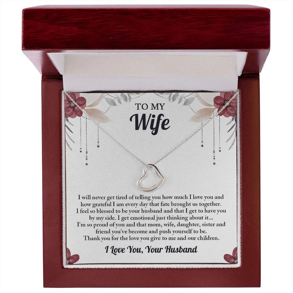 To My Wife Heart Necklace, Wife Birthday Gift, Anniversary Gifts