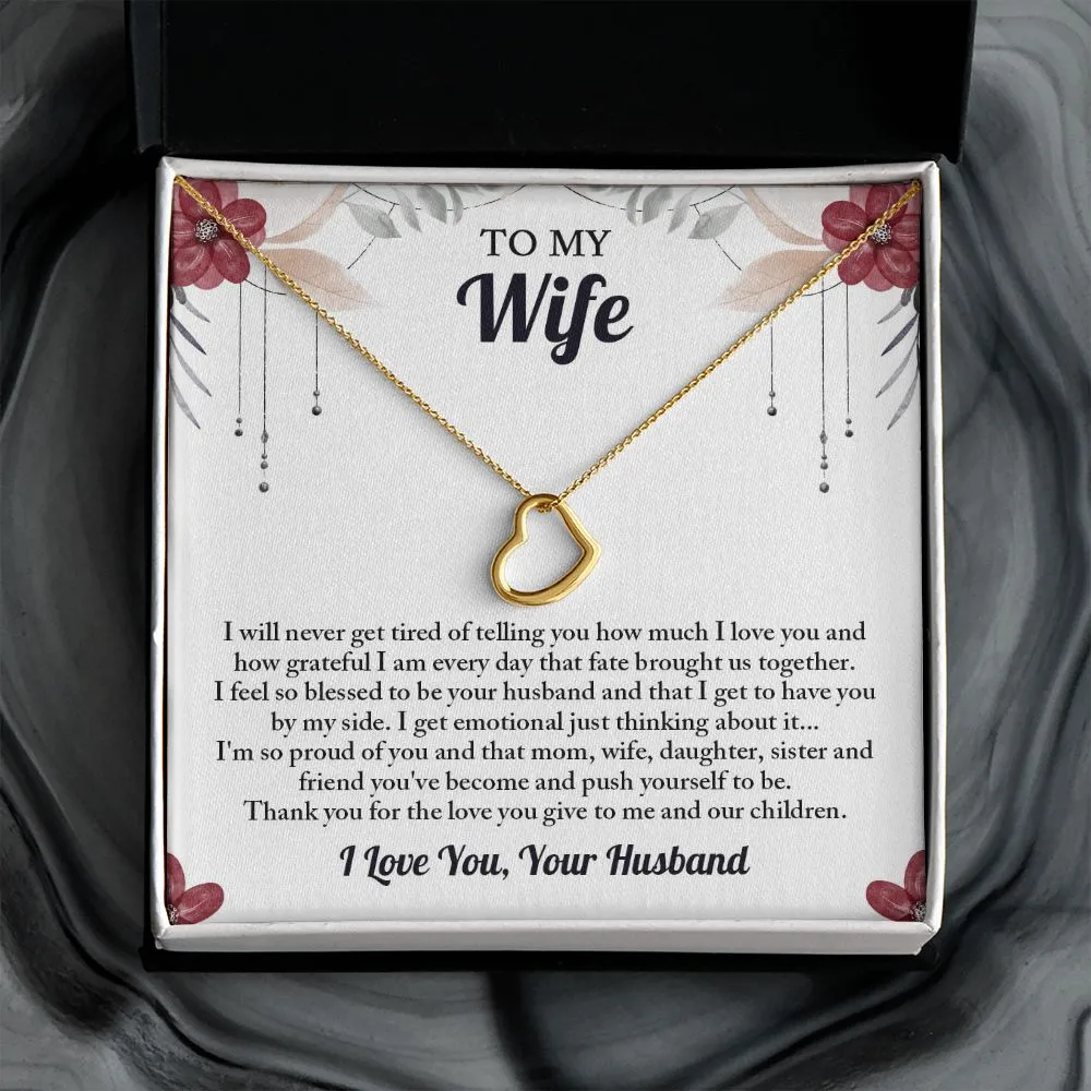 To My Wife Heart Necklace, Wife Birthday Gift, Anniversary Gifts