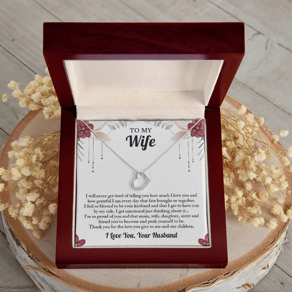 To My Wife Heart Necklace, Wife Birthday Gift, Anniversary Gifts
