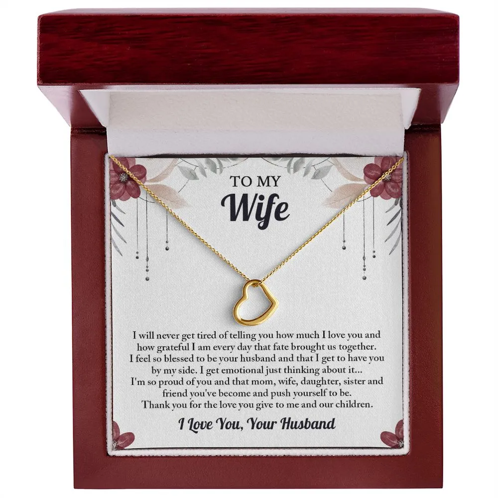 To My Wife Heart Necklace, Wife Birthday Gift, Anniversary Gifts