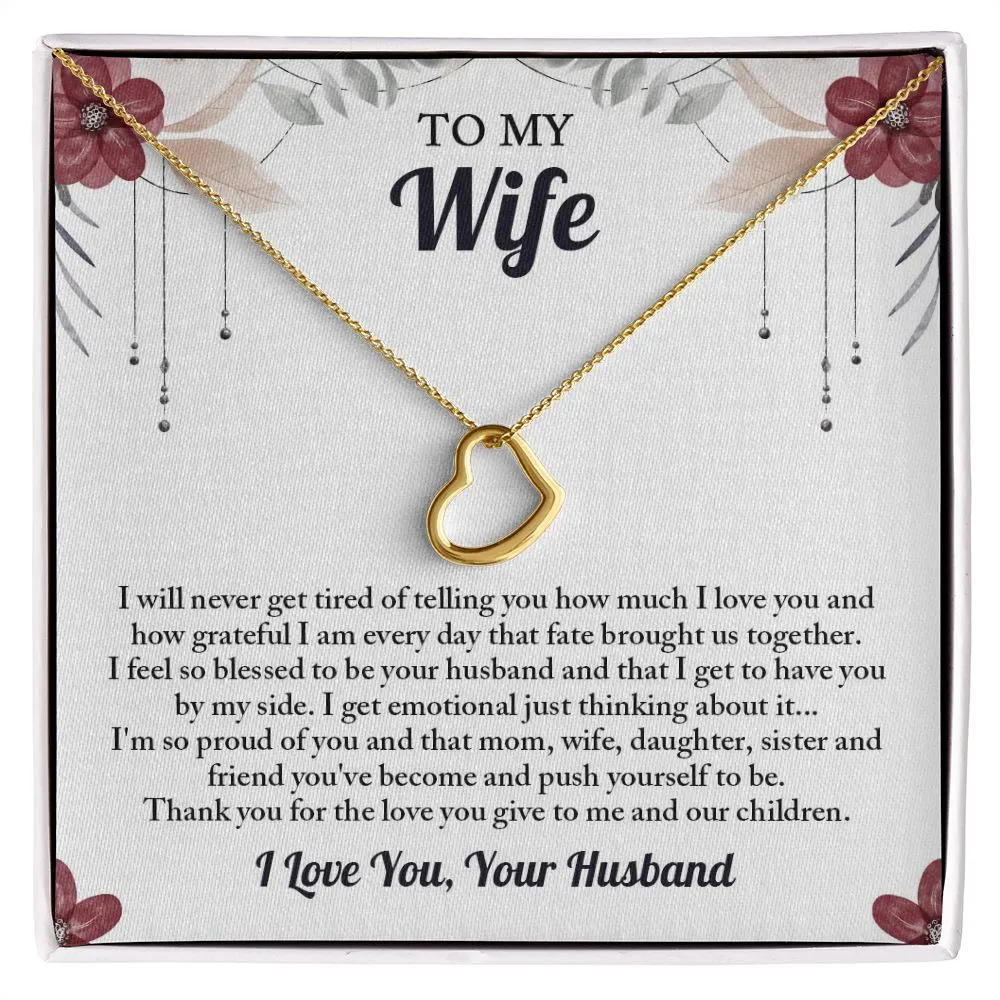 To My Wife Heart Necklace, Wife Birthday Gift, Anniversary Gifts