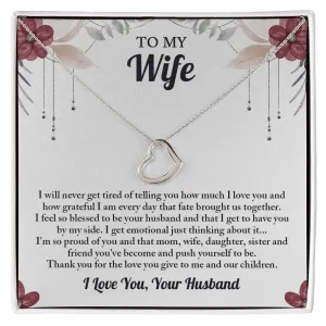 To My Wife Heart Necklace, Wife Birthday Gift, Anniversary Gifts