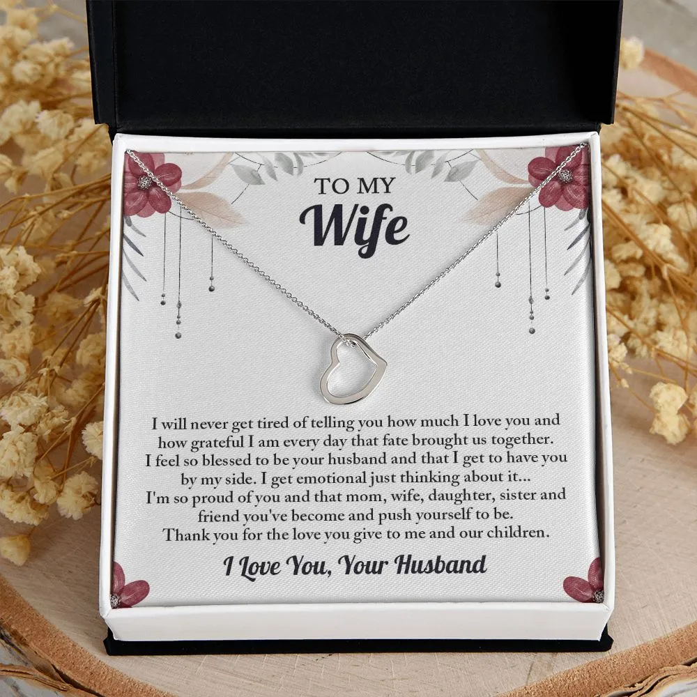 To My Wife Heart Necklace, Wife Birthday Gift, Anniversary Gifts
