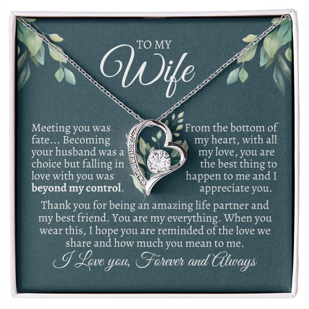 To My Wife - Meeting you was fate - Sentimental Necklace Message Gift