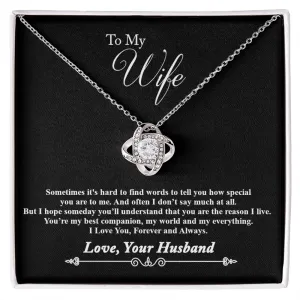 To My Wife Necklace Gift, Wife Birthday Gift, Anniversary Gift for Wife, Christmas Gift w/ Message Card