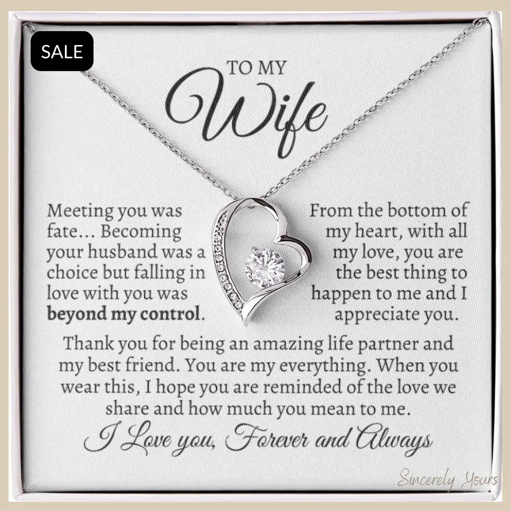 To My Wife - Thank You for being an amazing life partner - Necklace Gift