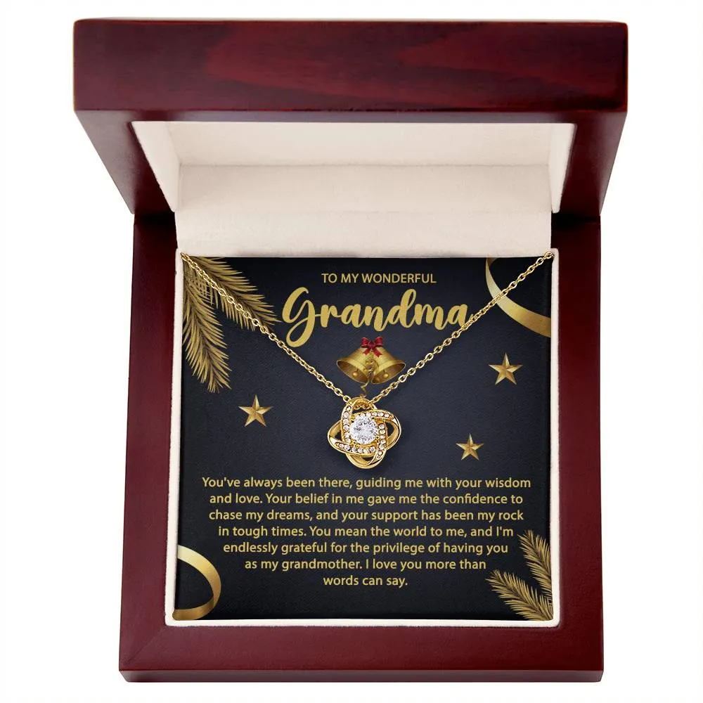 To My Wonderful Grandma Love Knot Pendant Necklace, Gift For Grandma