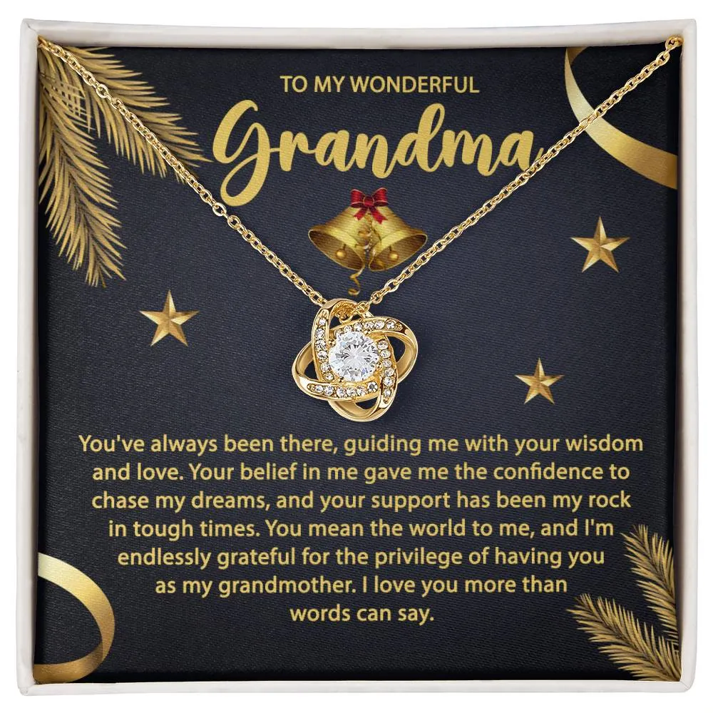 To My Wonderful Grandma Love Knot Pendant Necklace, Gift For Grandma