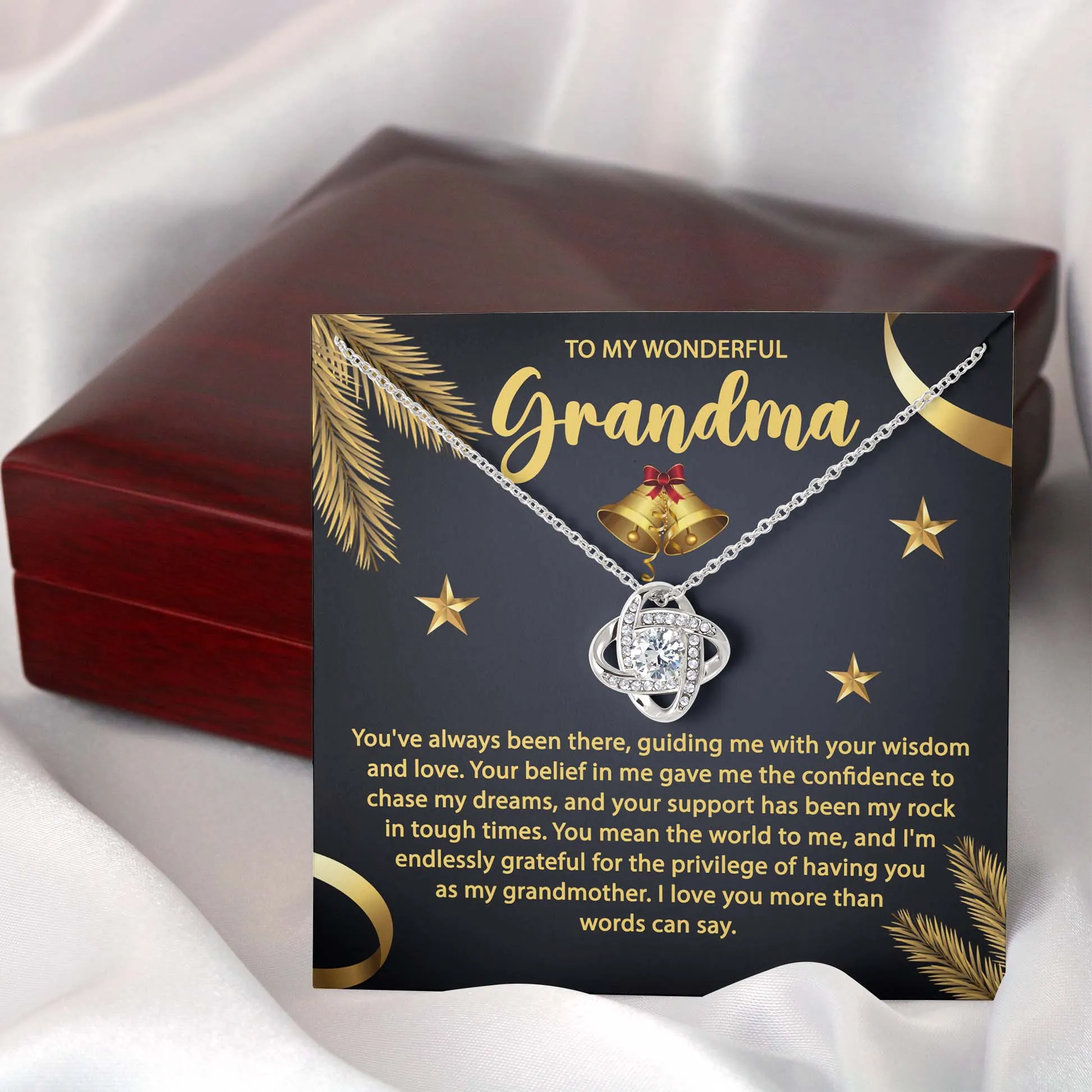 To My Wonderful Grandma Love Knot Pendant Necklace, Gift For Grandma
