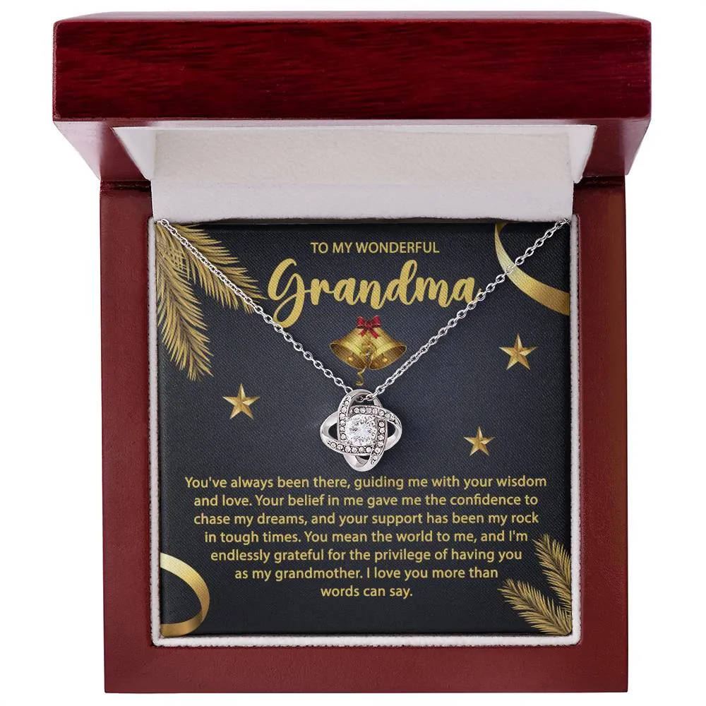 To My Wonderful Grandma Love Knot Pendant Necklace, Gift For Grandma