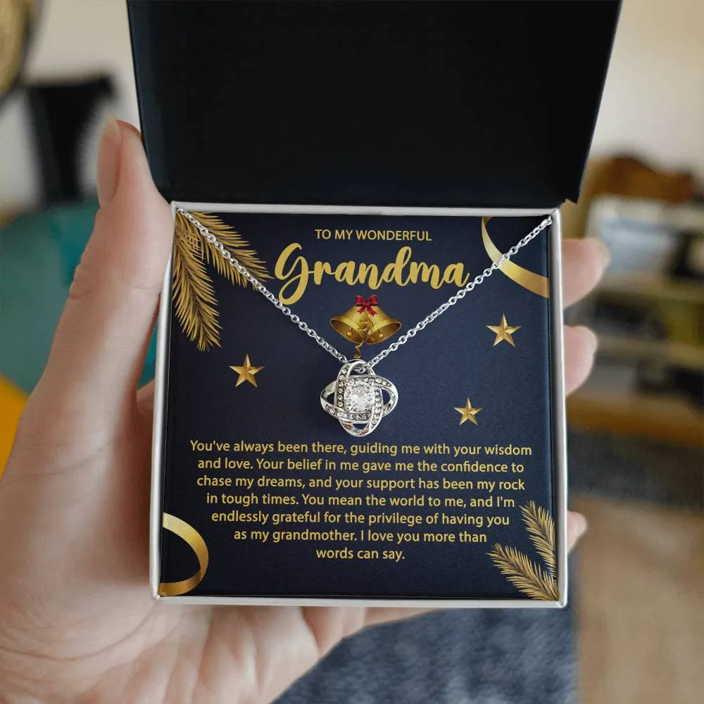 To My Wonderful Grandma Love Knot Pendant Necklace, Gift For Grandma