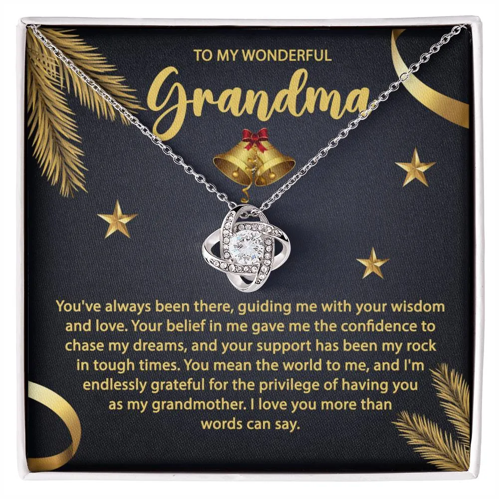 To My Wonderful Grandma Love Knot Pendant Necklace, Gift For Grandma
