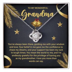 To My Wonderful Grandma Love Knot Pendant Necklace, Gift For Grandma