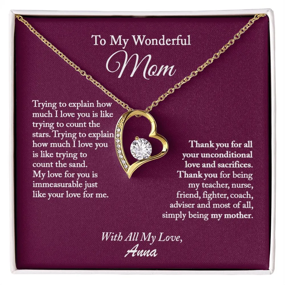 To My Wonderful Mom Necklace, Mom Necklace, Mom Gift from Daughter, Gift from Son