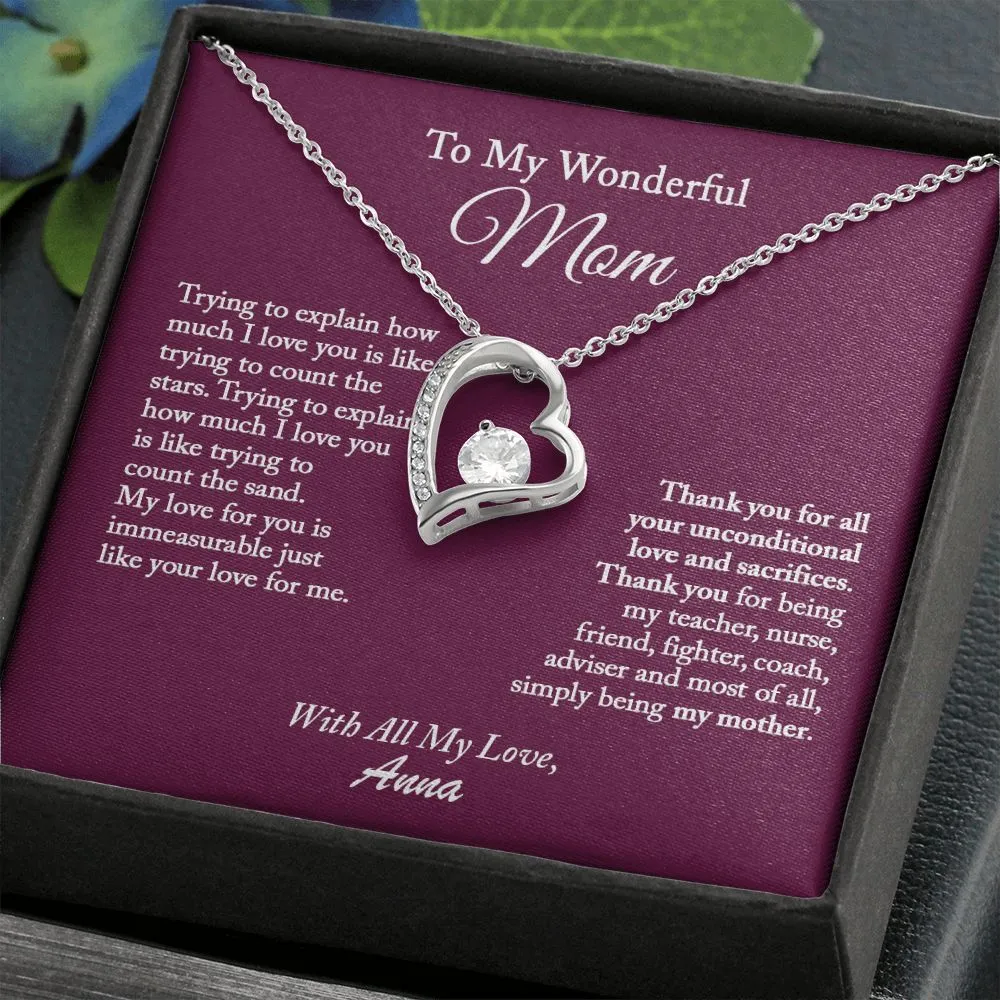 To My Wonderful Mom Necklace, Mom Necklace, Mom Gift from Daughter, Gift from Son