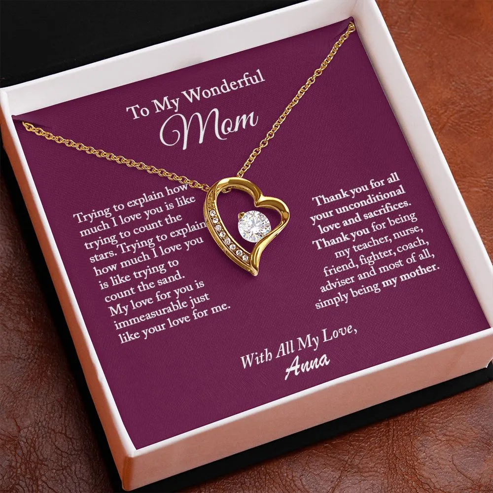 To My Wonderful Mom Necklace, Mom Necklace, Mom Gift from Daughter, Gift from Son