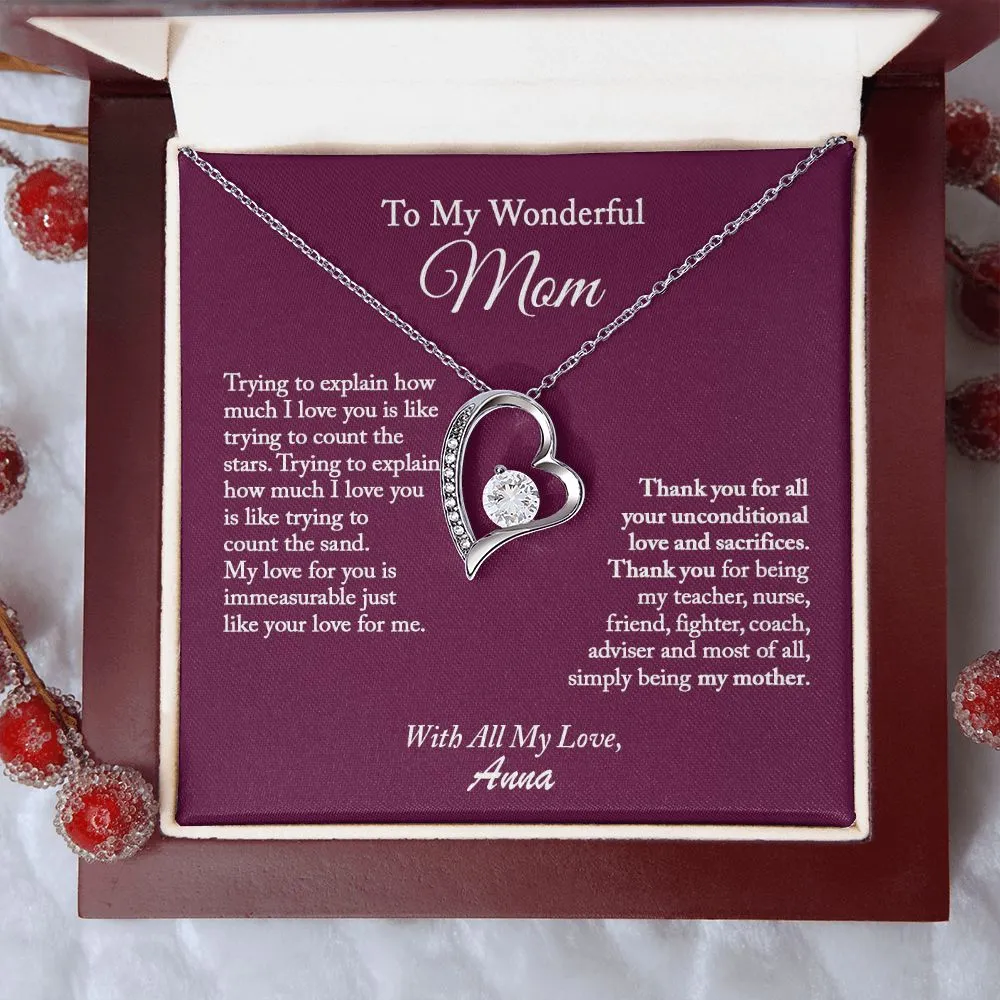 To My Wonderful Mom Necklace, Mom Necklace, Mom Gift from Daughter, Gift from Son
