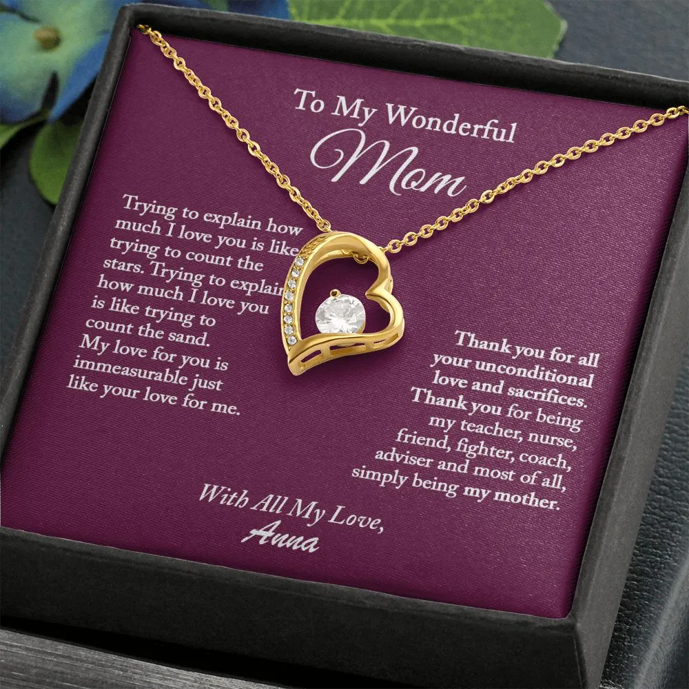 To My Wonderful Mom Necklace, Mom Necklace, Mom Gift from Daughter, Gift from Son