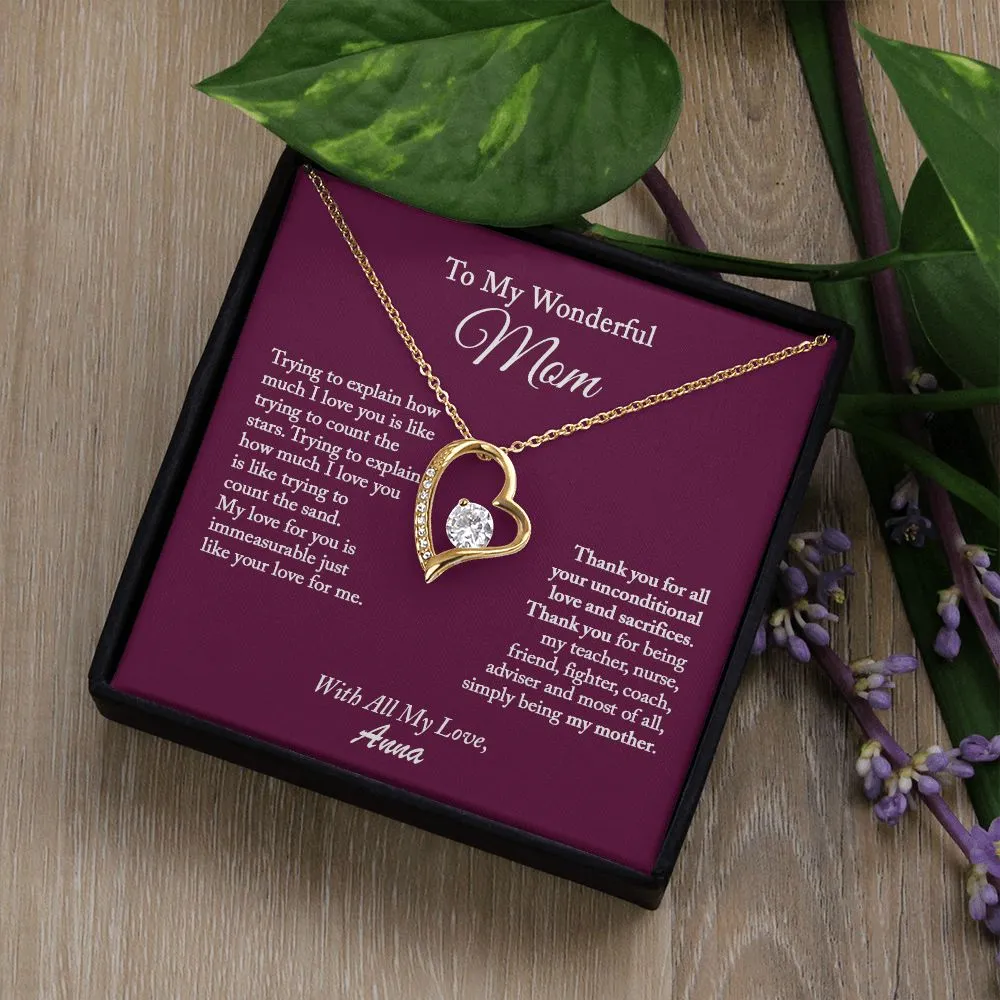 To My Wonderful Mom Necklace, Mom Necklace, Mom Gift from Daughter, Gift from Son