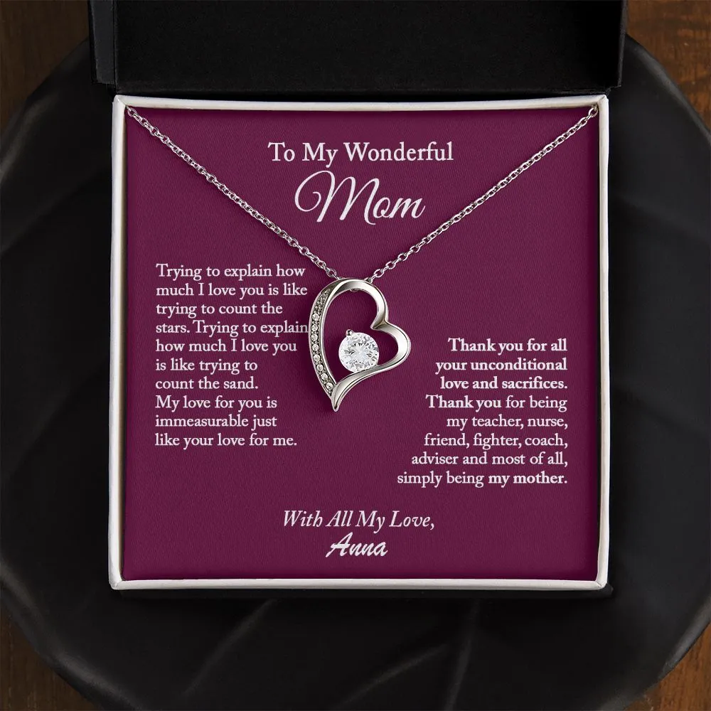 To My Wonderful Mom Necklace, Mom Necklace, Mom Gift from Daughter, Gift from Son