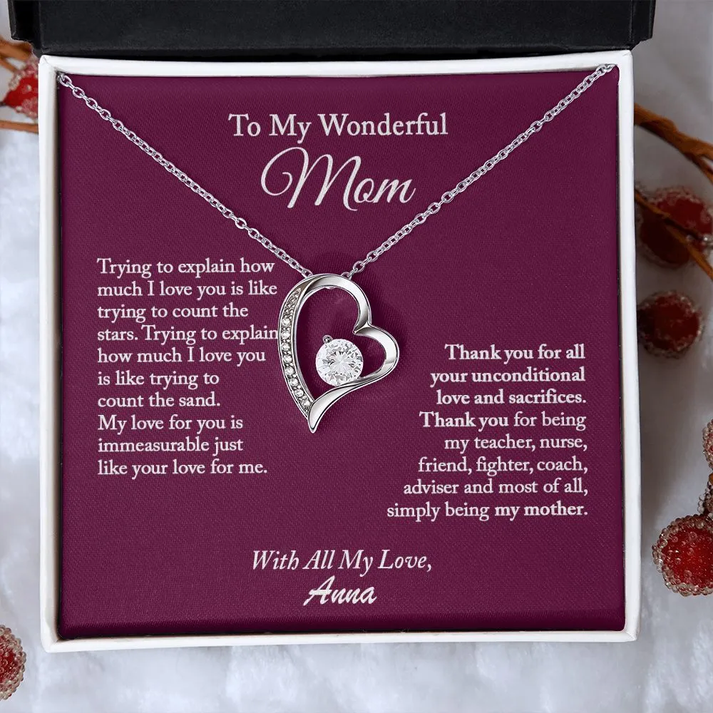 To My Wonderful Mom Necklace, Mom Necklace, Mom Gift from Daughter, Gift from Son