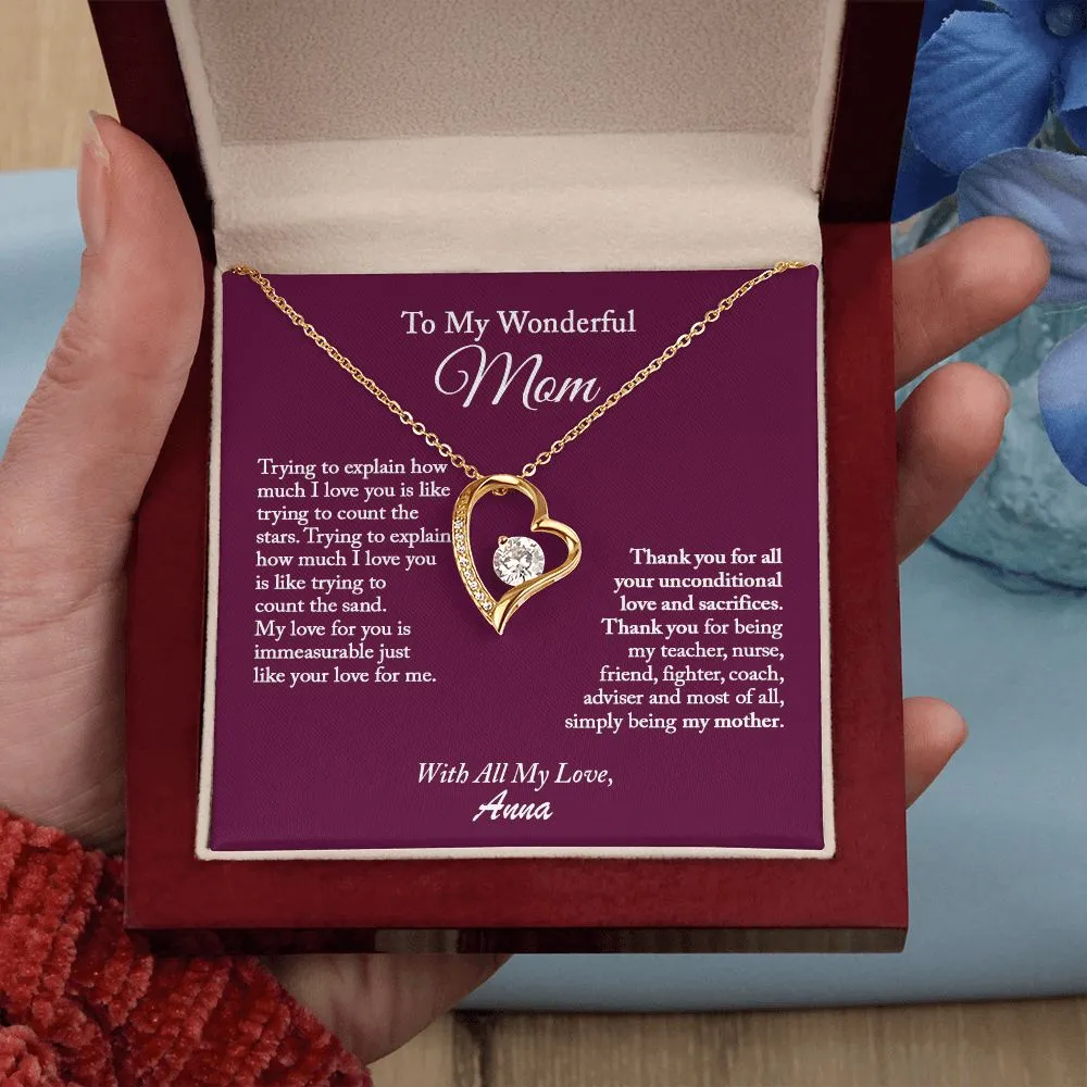 To My Wonderful Mom Necklace, Mom Necklace, Mom Gift from Daughter, Gift from Son