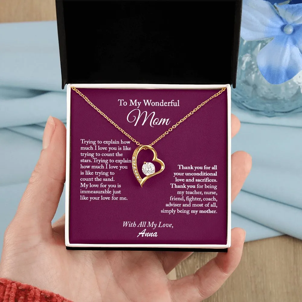 To My Wonderful Mom Necklace, Mom Necklace, Mom Gift from Daughter, Gift from Son