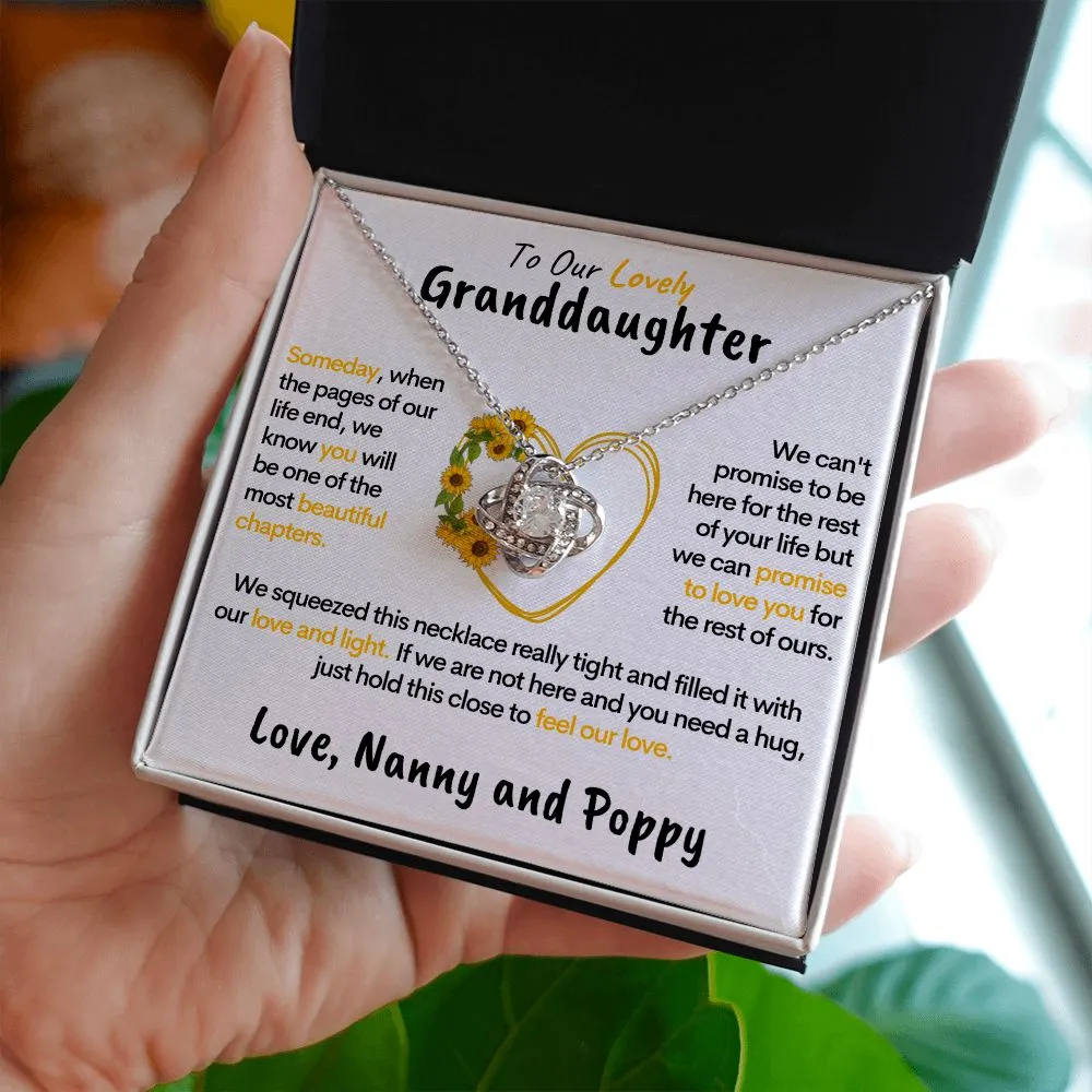 To Our Granddaughter (Love Nanny & Poppy) - Sunflower Heart Necklace 14k Gold Stainless Steel
