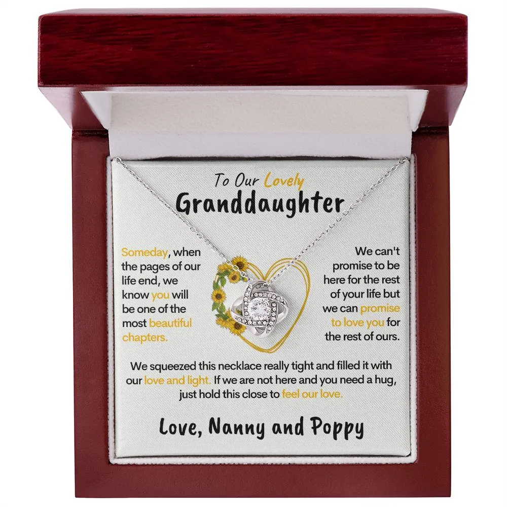 To Our Granddaughter (Love Nanny & Poppy) - Sunflower Heart Necklace 14k Gold Stainless Steel