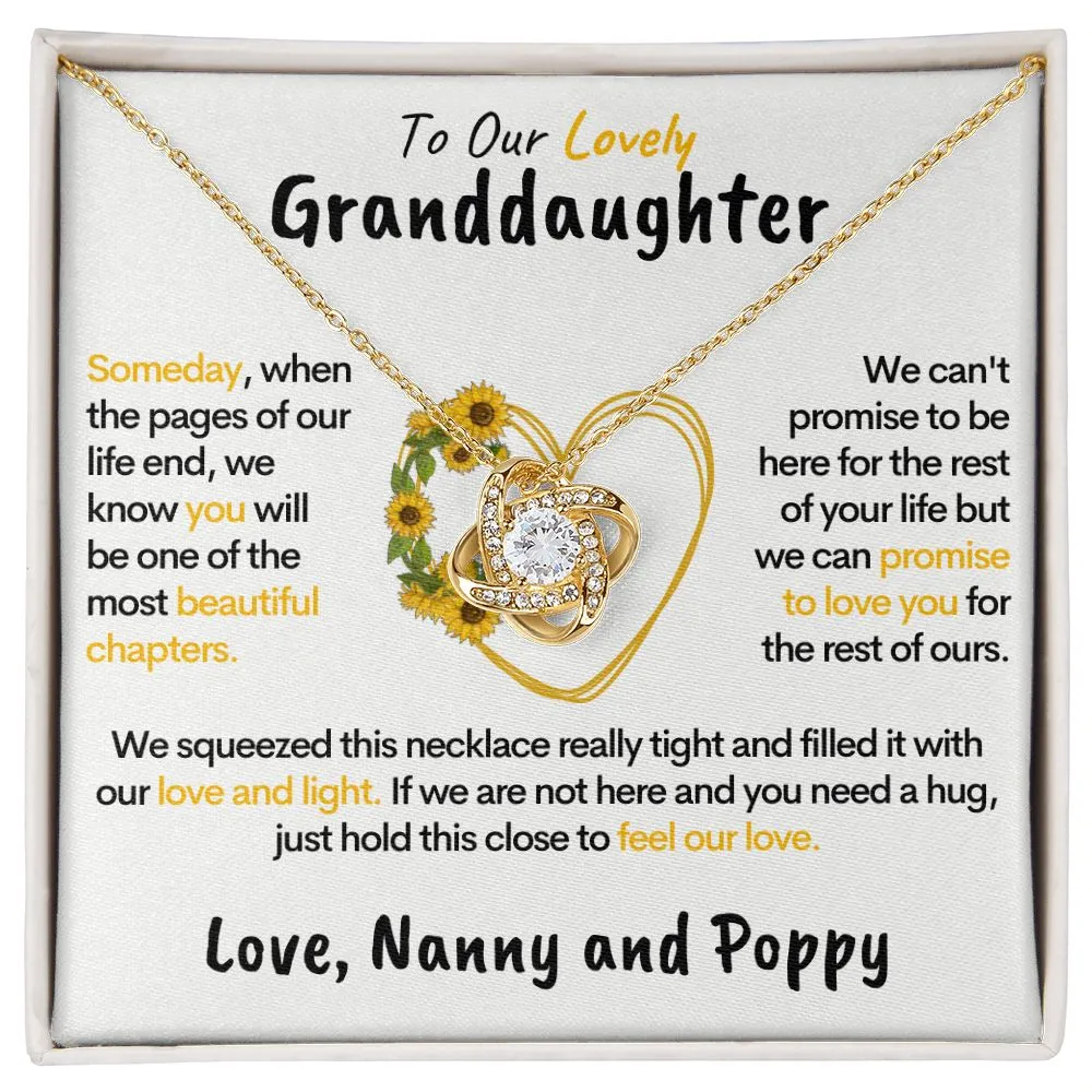 To Our Granddaughter (Love Nanny & Poppy) - Sunflower Heart Necklace 14k Gold Stainless Steel