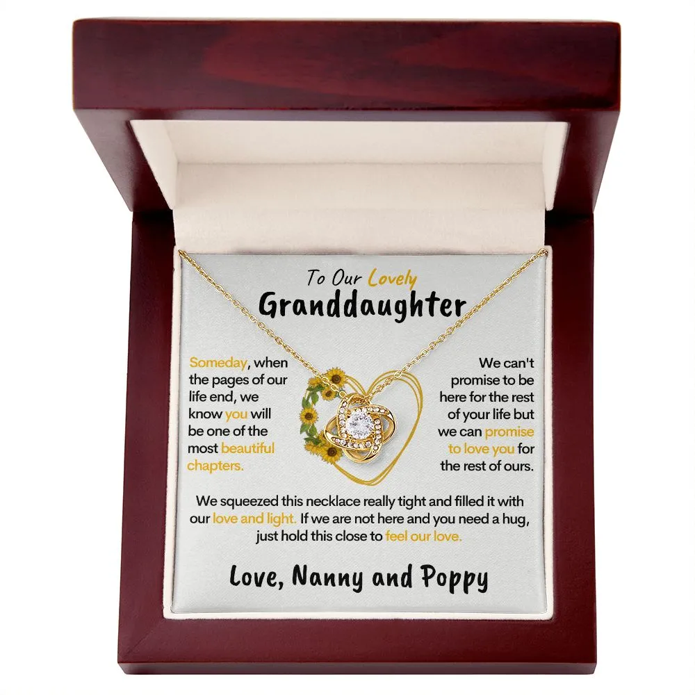 To Our Granddaughter (Love Nanny & Poppy) - Sunflower Heart Necklace 14k Gold Stainless Steel