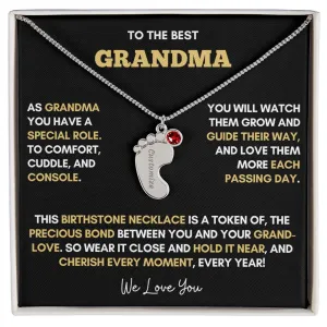 To The Best Grandma | Gold Birthstone and Personalized Name Necklace