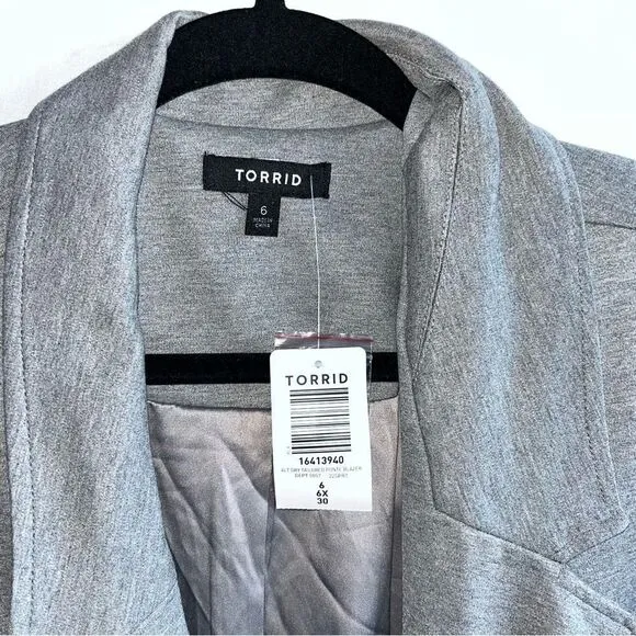 Torrid Grey Blazer Suit Jacket Sport Coat NWT