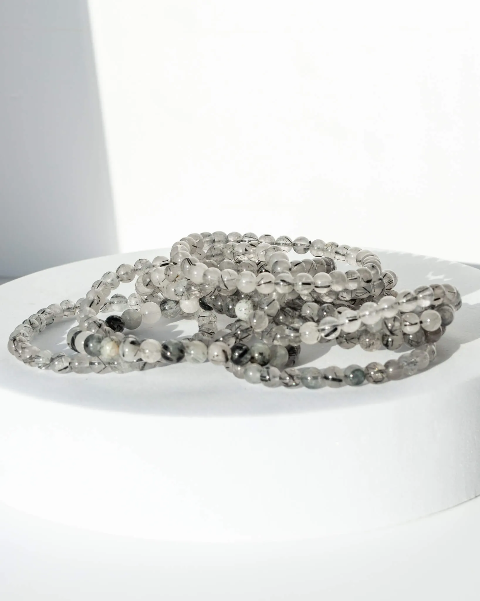 Tourmaline In Quartz 6mm bead Bracelet - 15