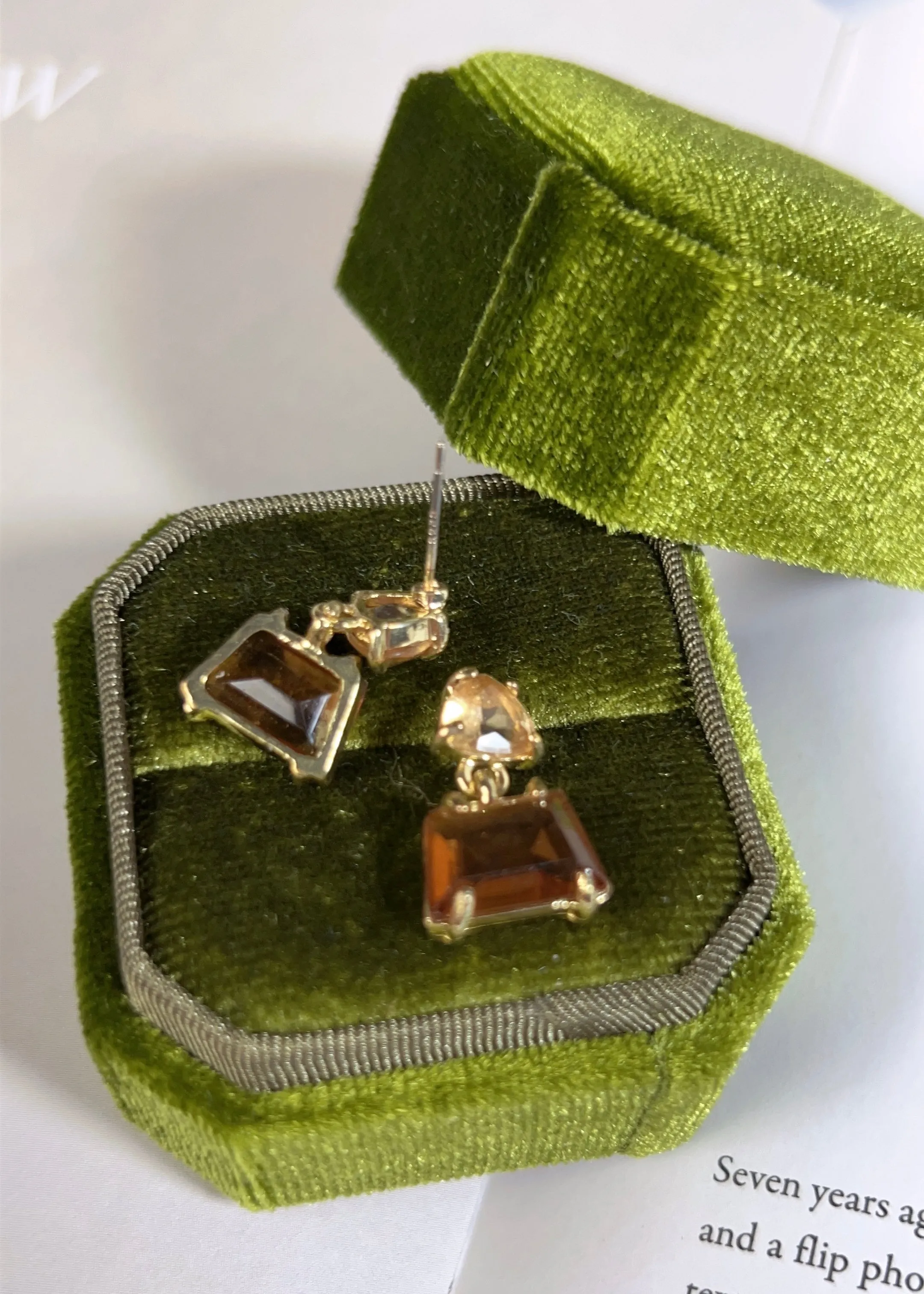 Trapezoid Smoky Quartz & Citrine Crystal Earrings