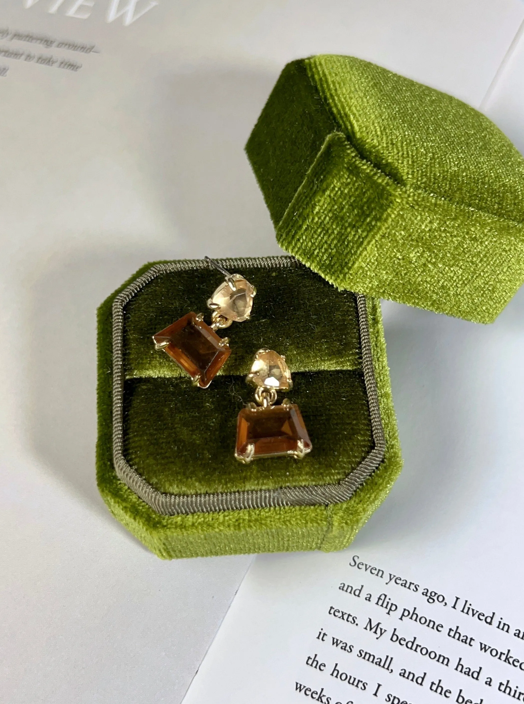Trapezoid Smoky Quartz & Citrine Crystal Earrings