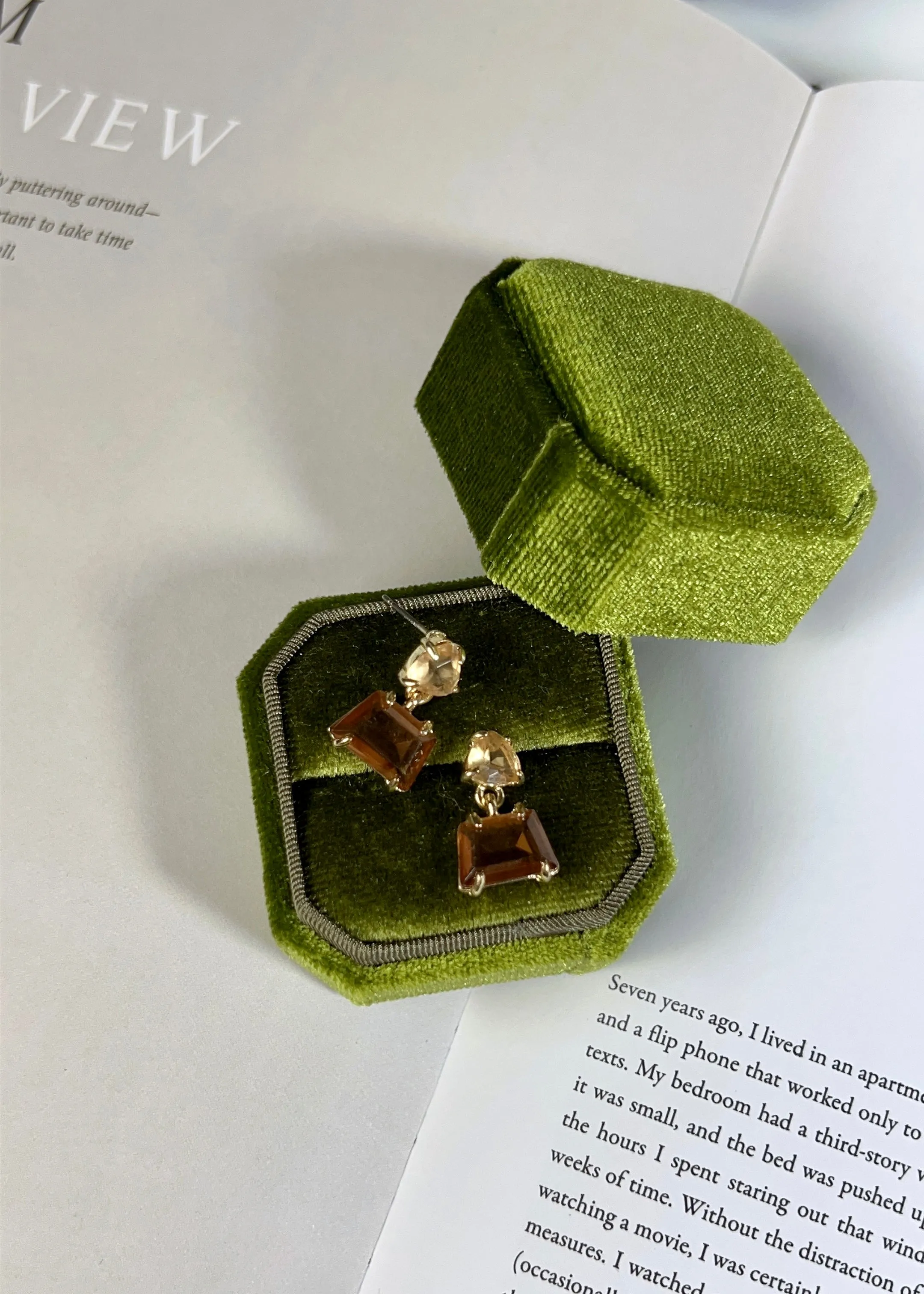 Trapezoid Smoky Quartz & Citrine Crystal Earrings