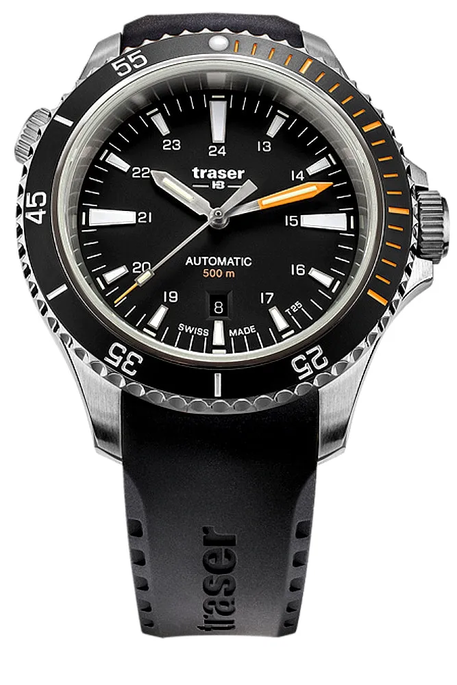 Traser P67 Diver Swiss Automatic, Tritium Illumination, Black Dial and Rubber Dive Strap - 110322
