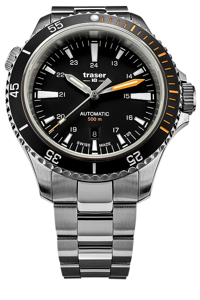 Traser P67 Diver Swiss Automatic, Tritium Illumination, Black Dial, Steel Dive Bracelet - 110324