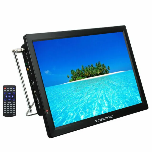 Trexonic Portable Rechargeable 14 Inch LED TV with HDMI, SD/MMC, USB, VGA, AV In