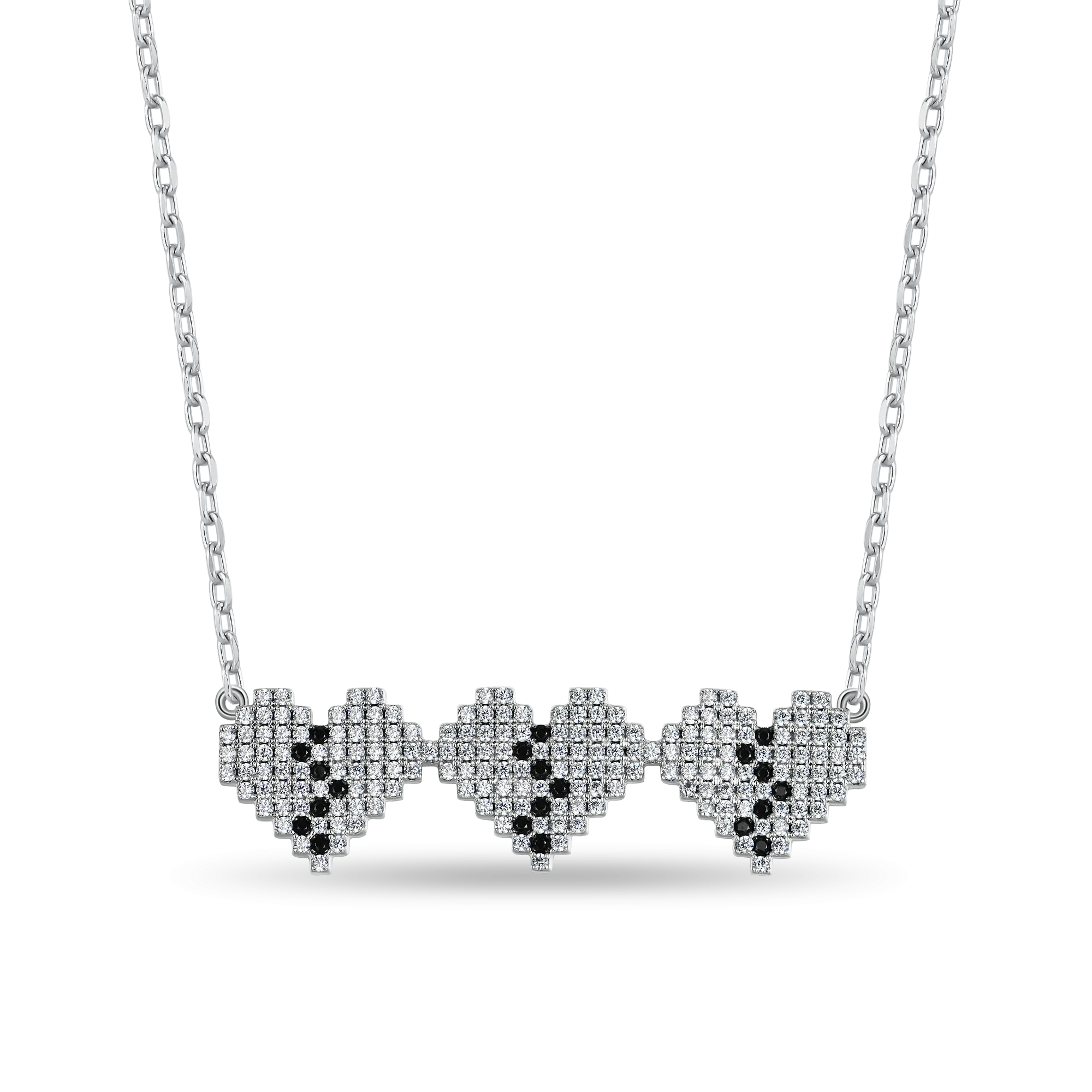 Tri-Broken Heart Pixel Adjustable Necklace