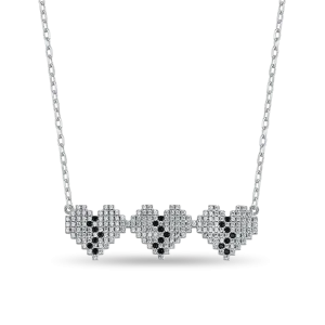 Tri-Broken Heart Pixel Adjustable Necklace