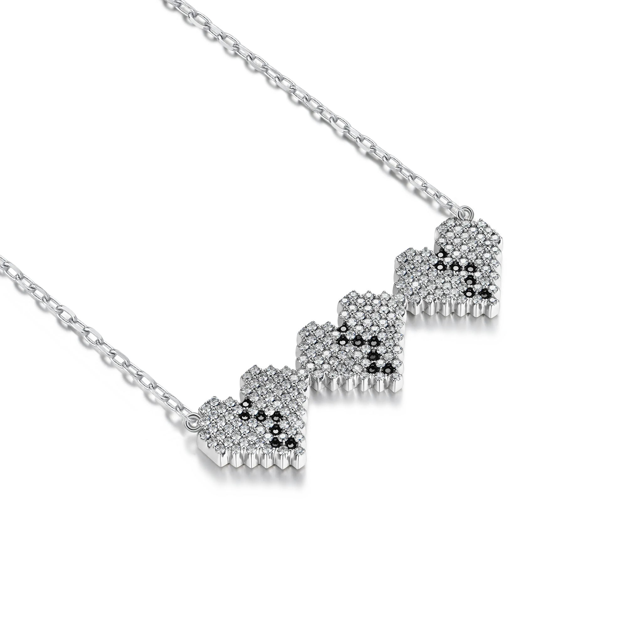 Tri-Broken Heart Pixel Adjustable Necklace