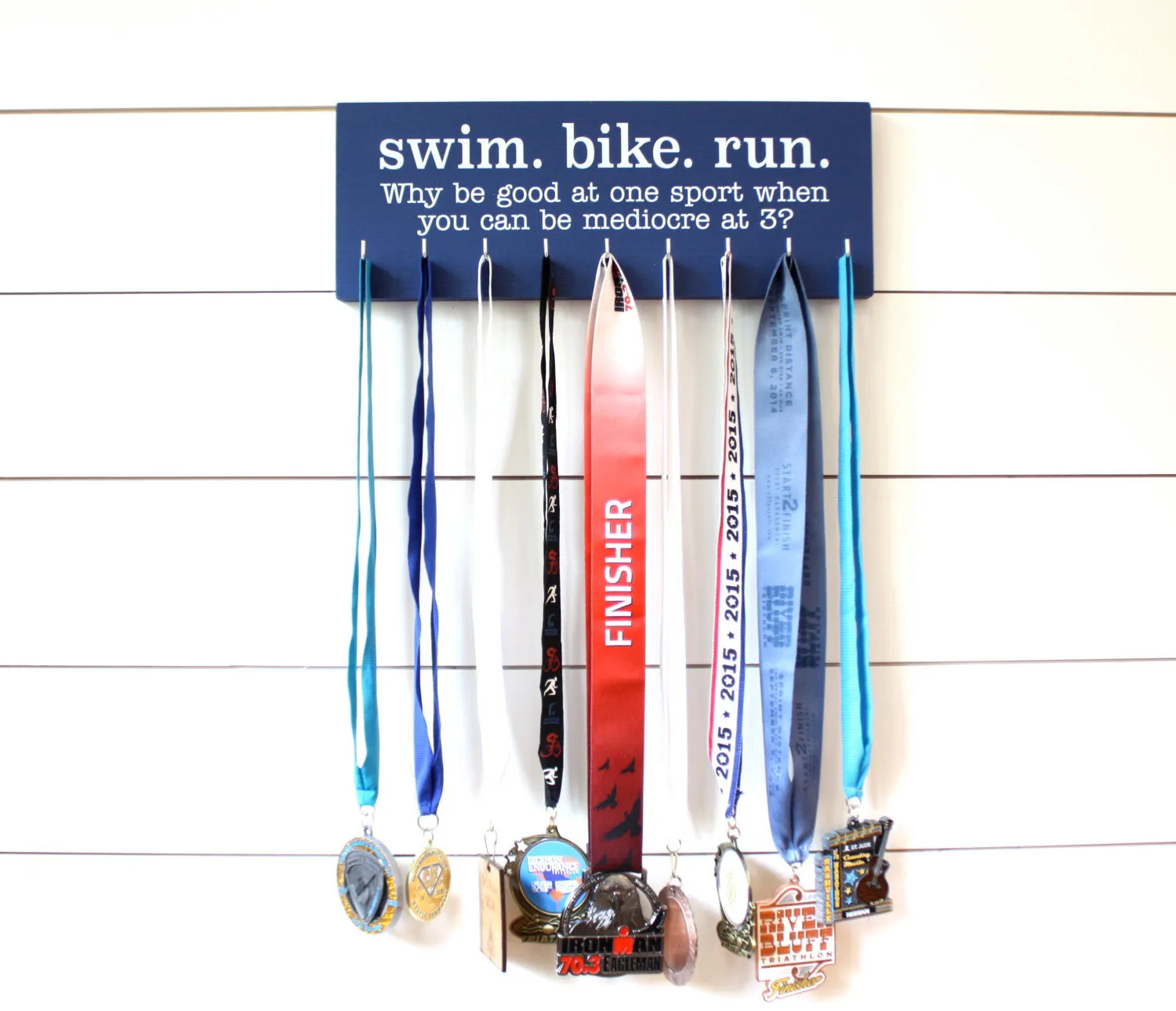 Triathlon Medal Holder / Display - Swim. Bike. Run. - Medium